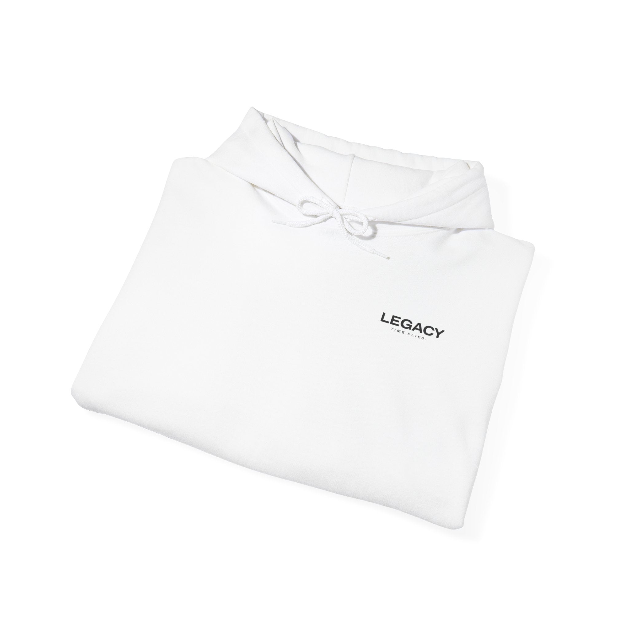 Legacy Hoodie — "Time Flies" Minimalist White Pullover