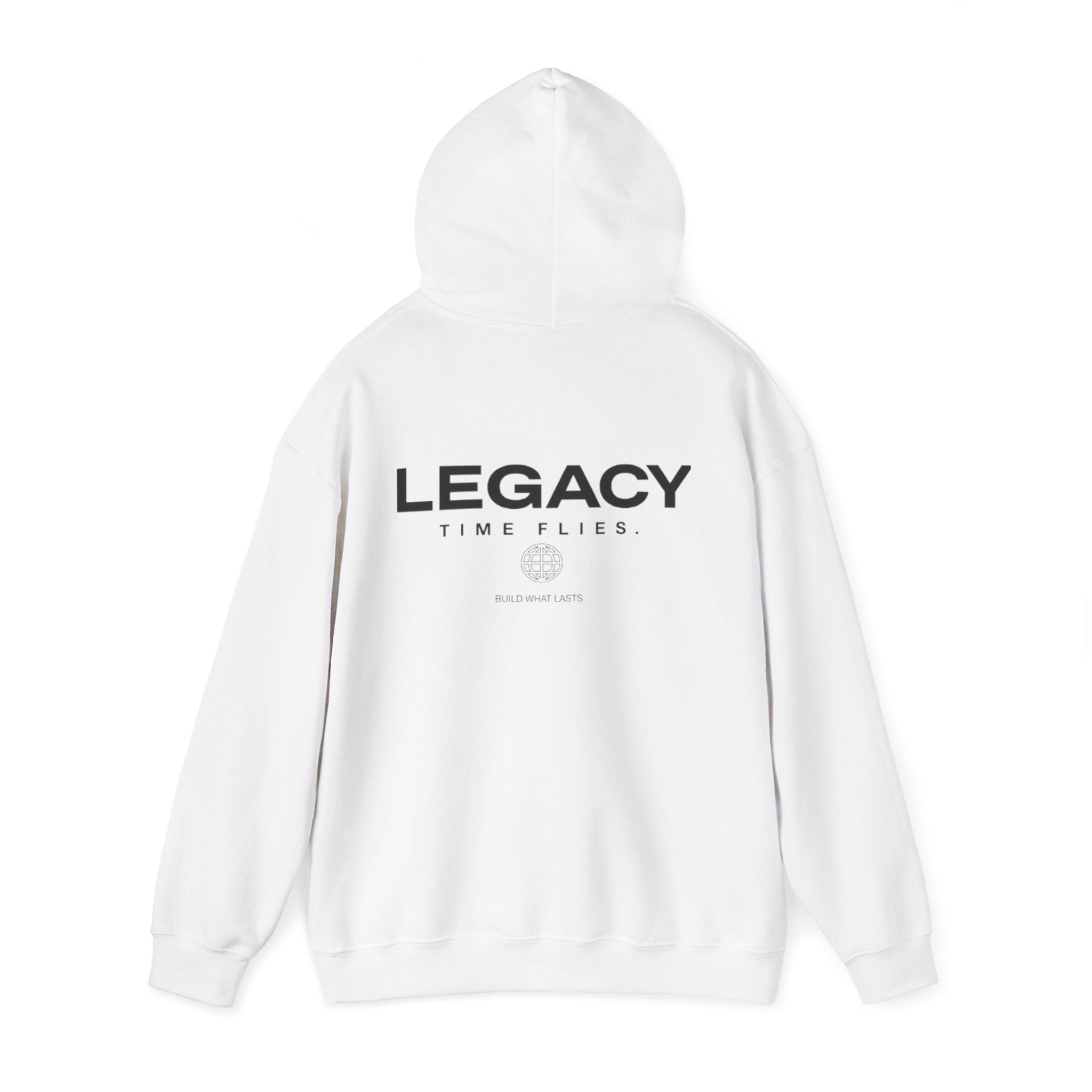 Legacy Hoodie — "Time Flies" Minimalist White Pullover