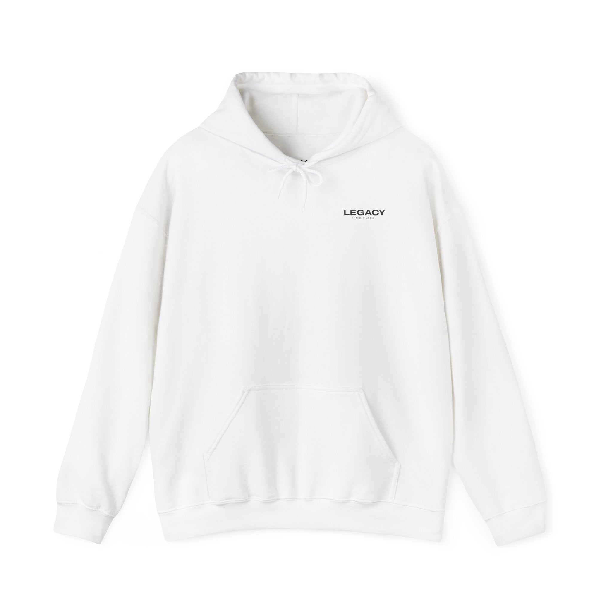 Legacy Hoodie — "Time Flies" Minimalist White Pullover