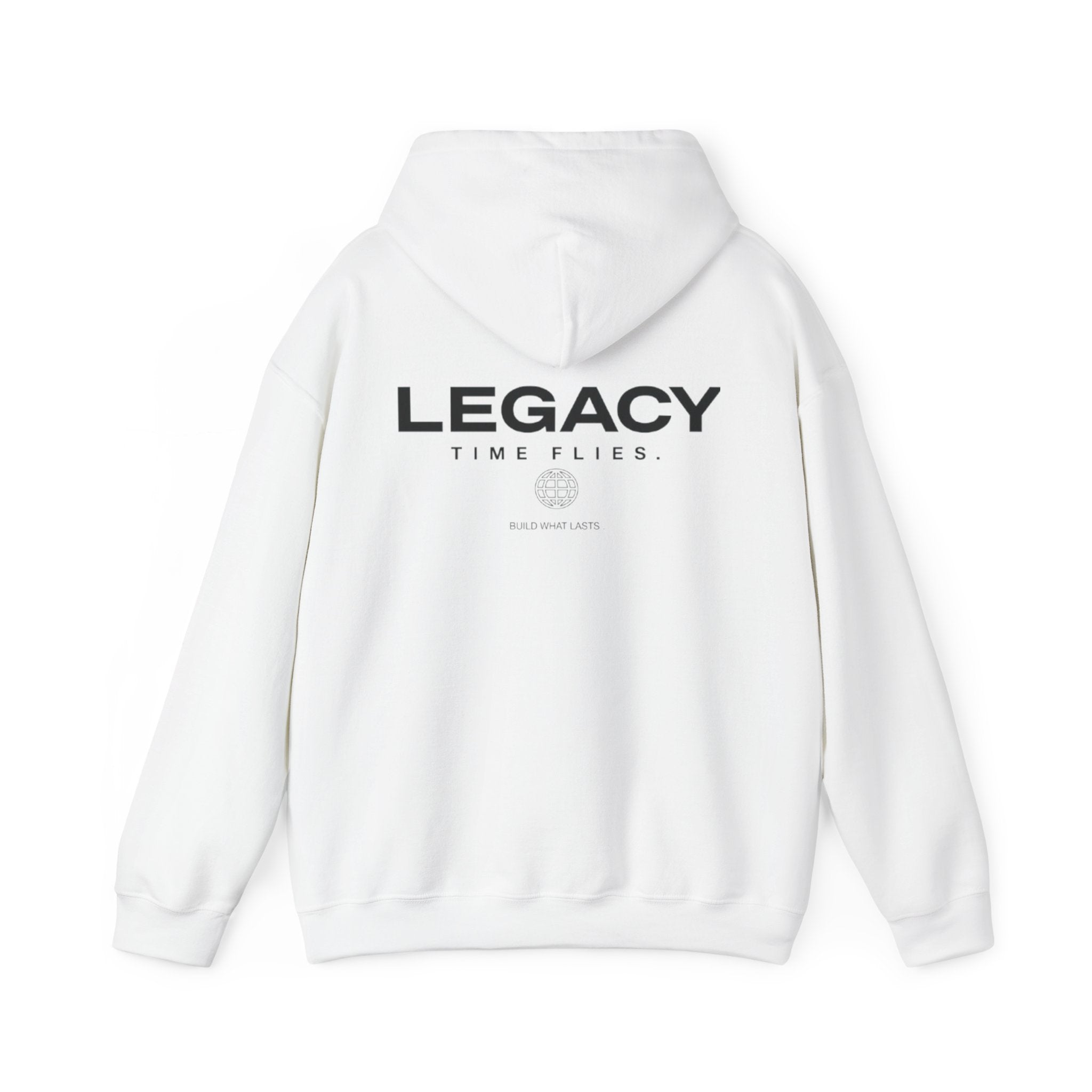 Legacy Hoodie — "Time Flies" Minimalist White Pullover